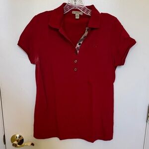 Burberry Red Button Down Polo Shirt